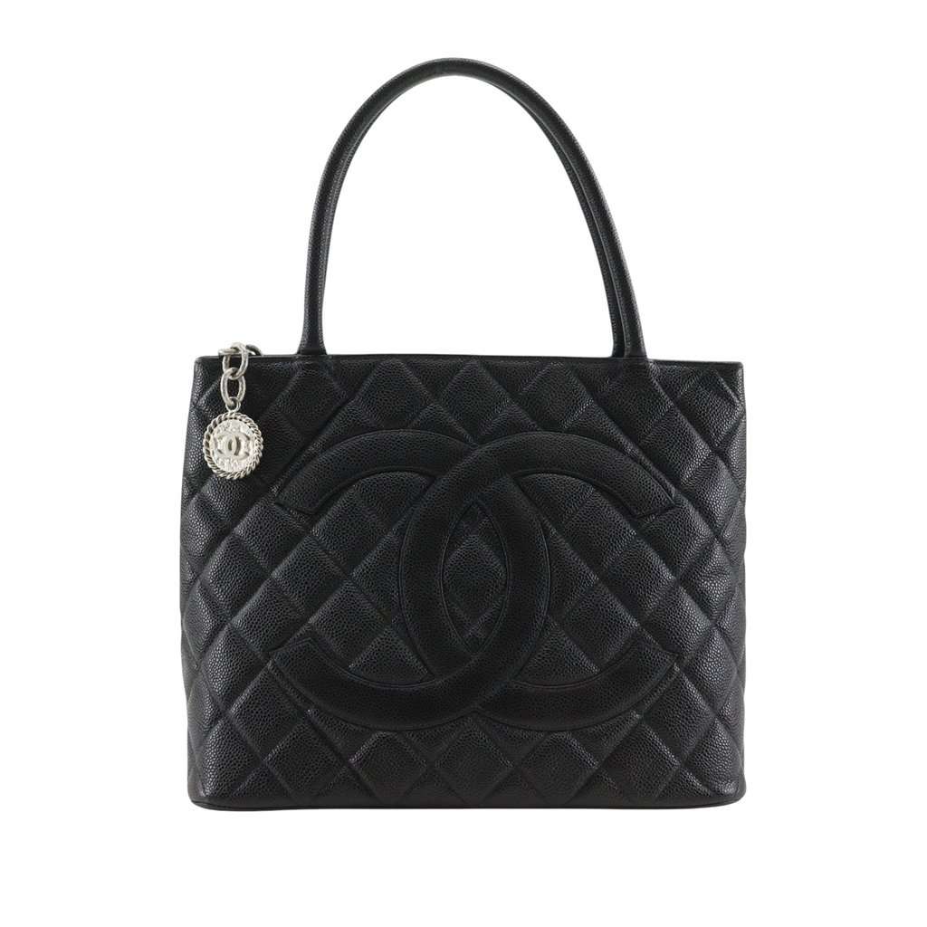 Chanel Caviar Medallion Tote Black Leather Very good condition - Front View