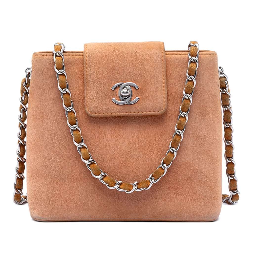 Chanel CC Suede Crossbody Brown Leather Very good condition - Front View