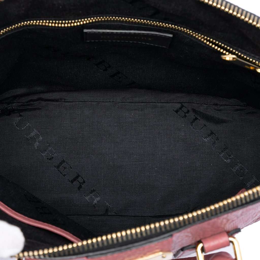 Burberry Small Heritage Grain Check Embossed Orchard Bowling Bag Pink Leather Very good condition - Model View