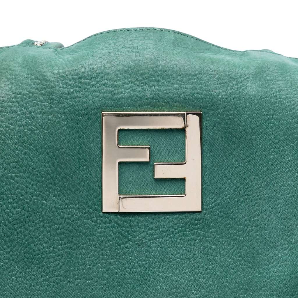 Fendi Medium FF Nubuck Chains Tote Green Leather Very good - Box View