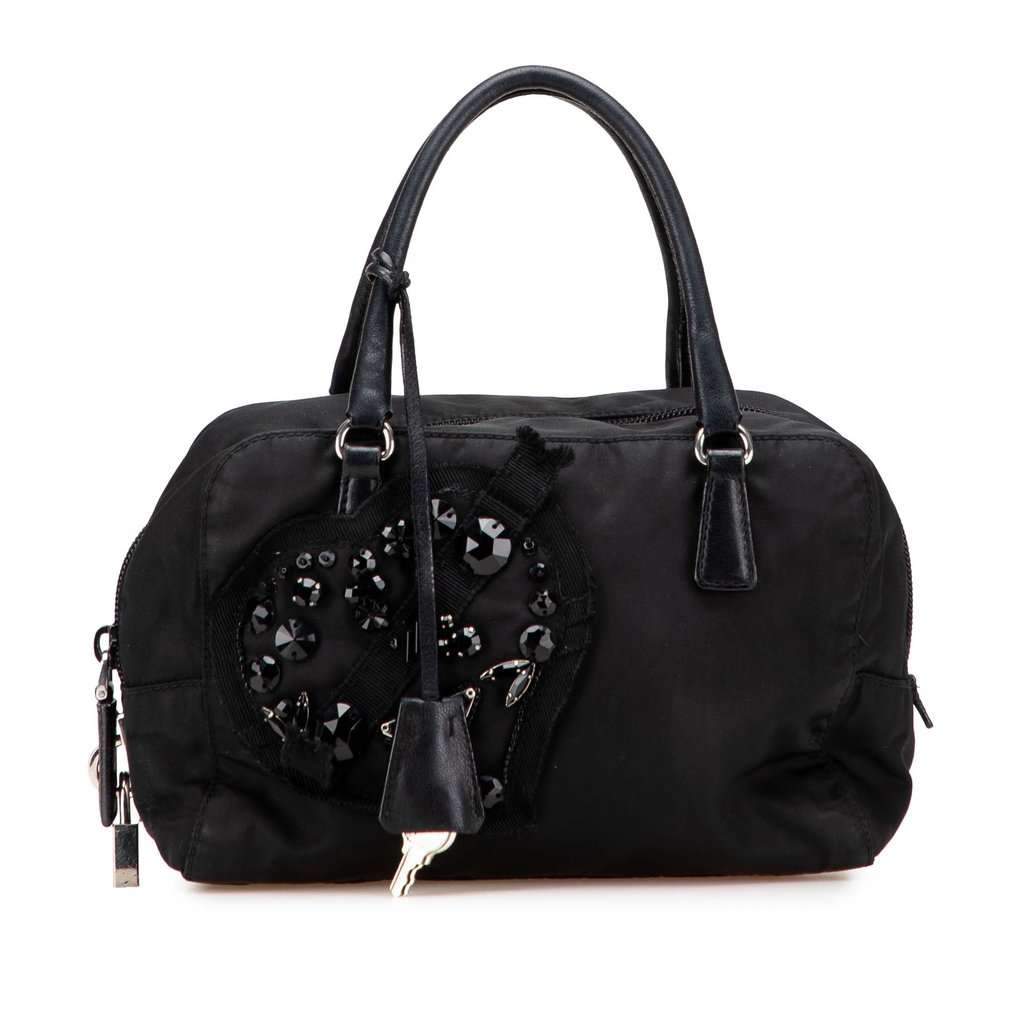 Prada Tessuto Evening Heart Handbag Black Very good condition - Front View