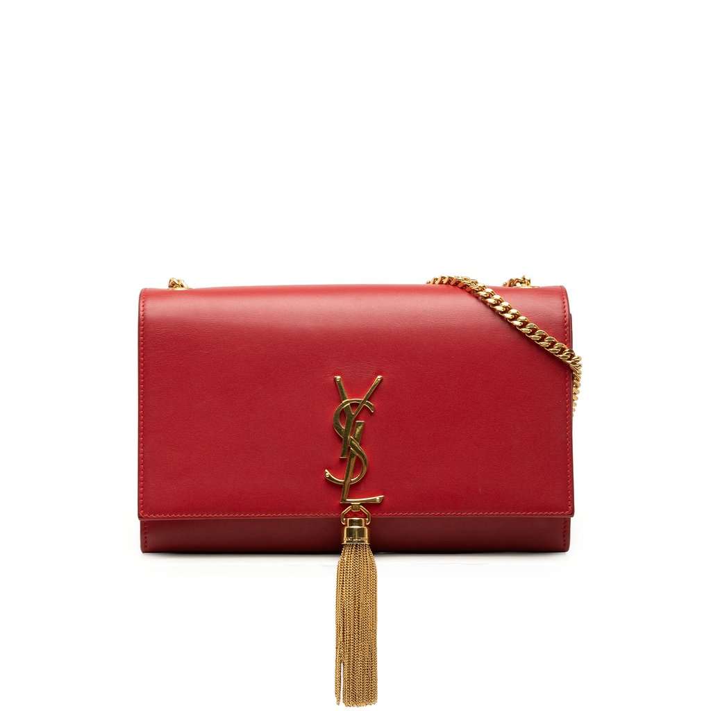 Saint Laurent Medium Smooth Calfskin Classic Monogram Kate Tassel Crossbody Red Leather Very good - Front View