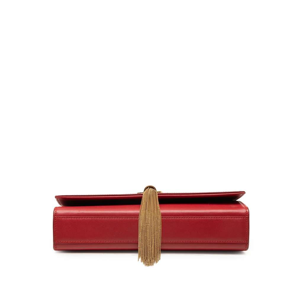Saint Laurent Medium Smooth Calfskin Classic Monogram Kate Tassel Crossbody Red Leather Very good - Back View