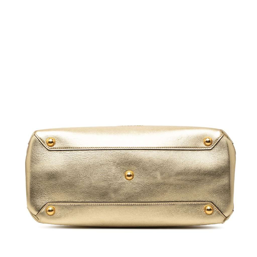 Burberry Medium Metallic Leather and House Check Banner Satchel Gold Leather Very good condition - Inside View