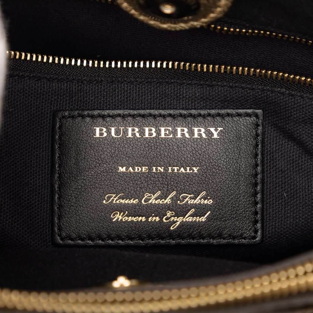 Burberry Medium Metallic Leather and House Check Banner Satchel Gold Leather Very good condition - Box View