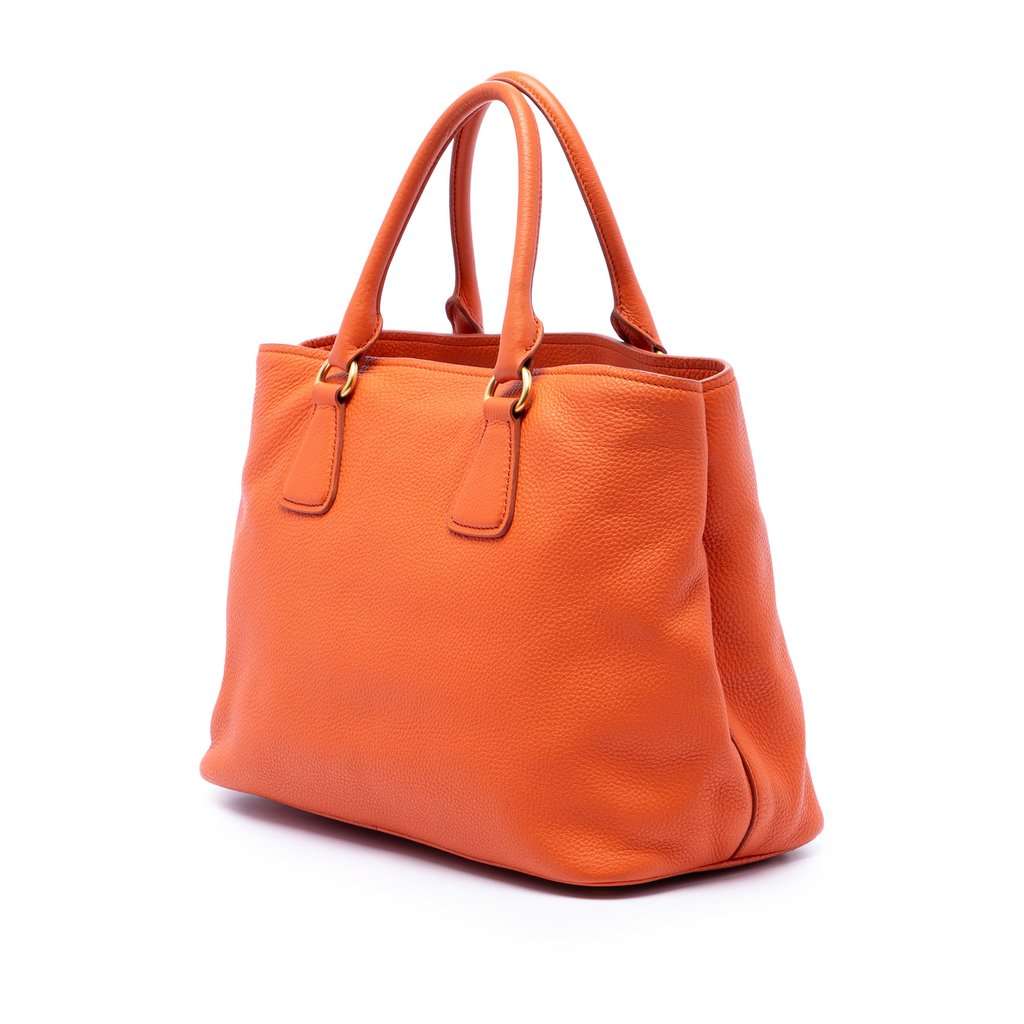 Prada Vitello Daino Open Convertible Tote Orange Leather Very good - Back View