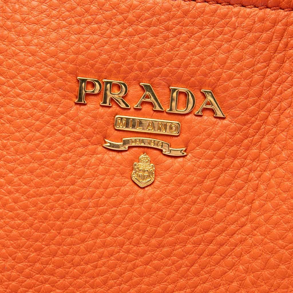 Prada Vitello Daino Open Convertible Tote Orange Leather Very good - Box View