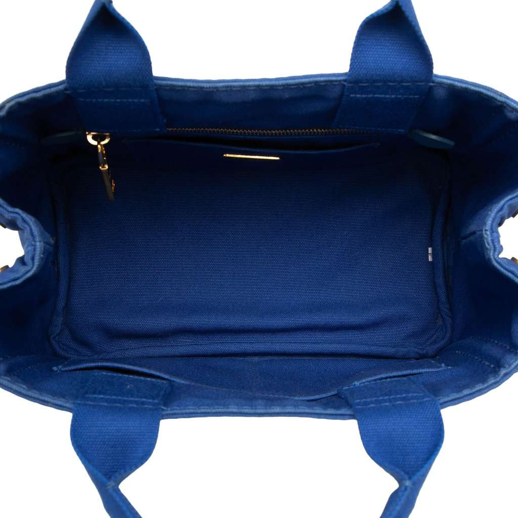 Prada Small Canvas Canapa Logo Satchel Blue Very good condition - Model View