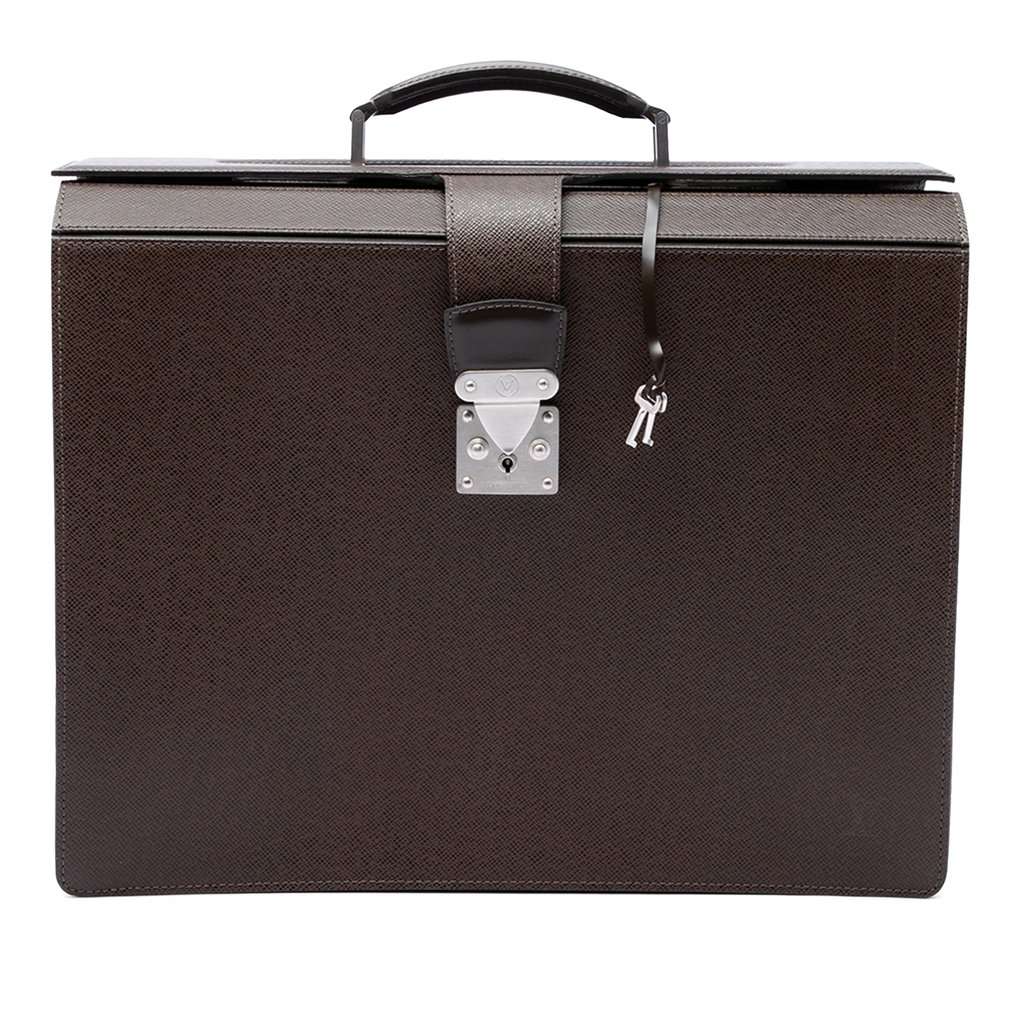 Louis Vuitton Taiga Pilot Briefcase Brown Leather Very good - Front View