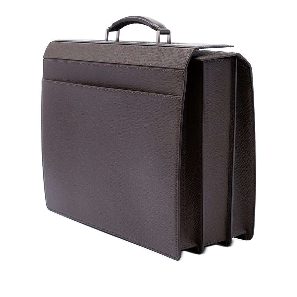 Louis Vuitton Taiga Pilot Briefcase Brown Leather Very good - Back View