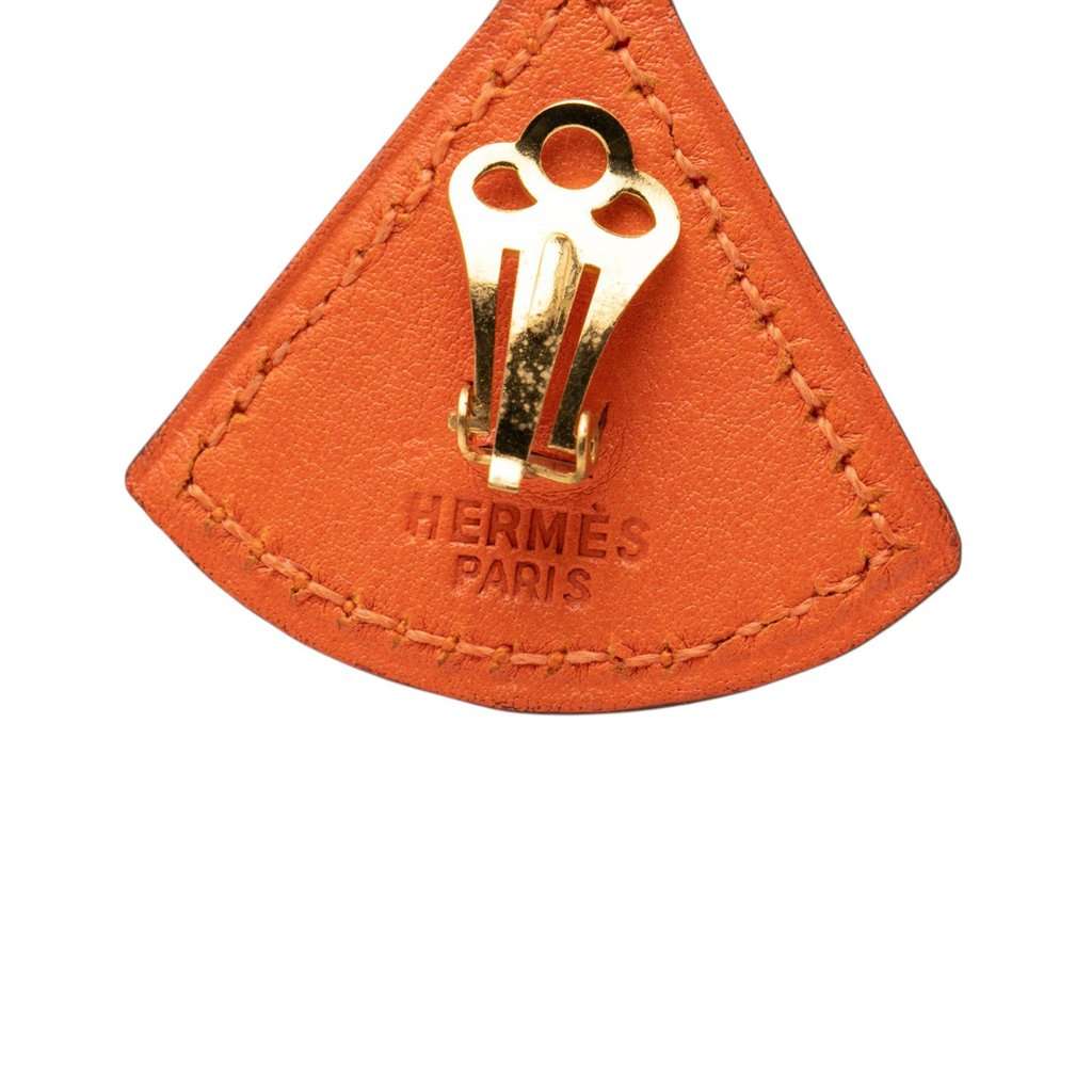 Hermès Swift Triangle Clip On Earrings Orange Leather Very good - Inside View