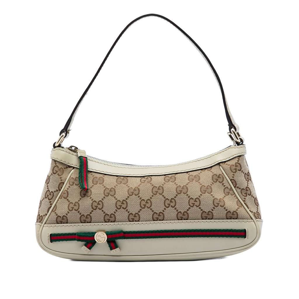 Gucci GG Canvas Web Mayfair Shoulder Bag Beige Very good - Front View
