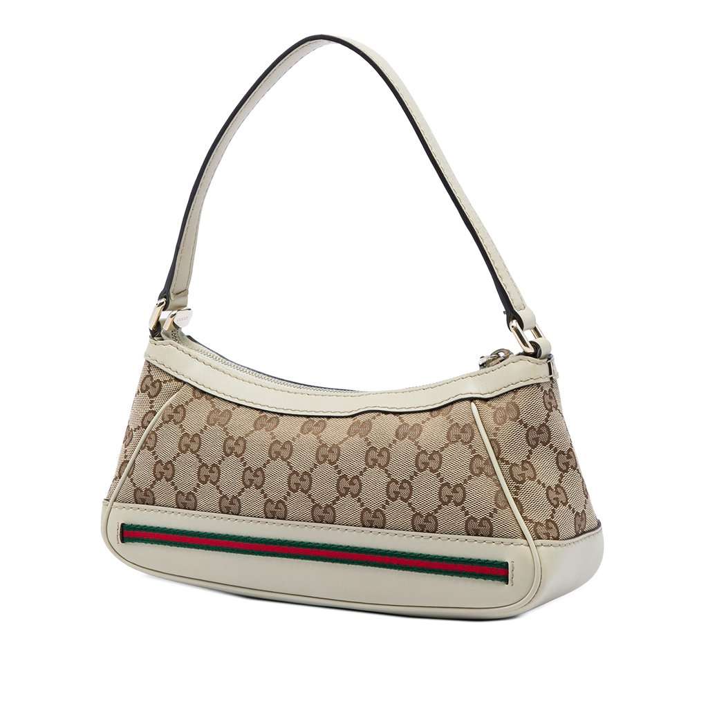 Gucci GG Canvas Web Mayfair Shoulder Bag Beige Very good - Back View