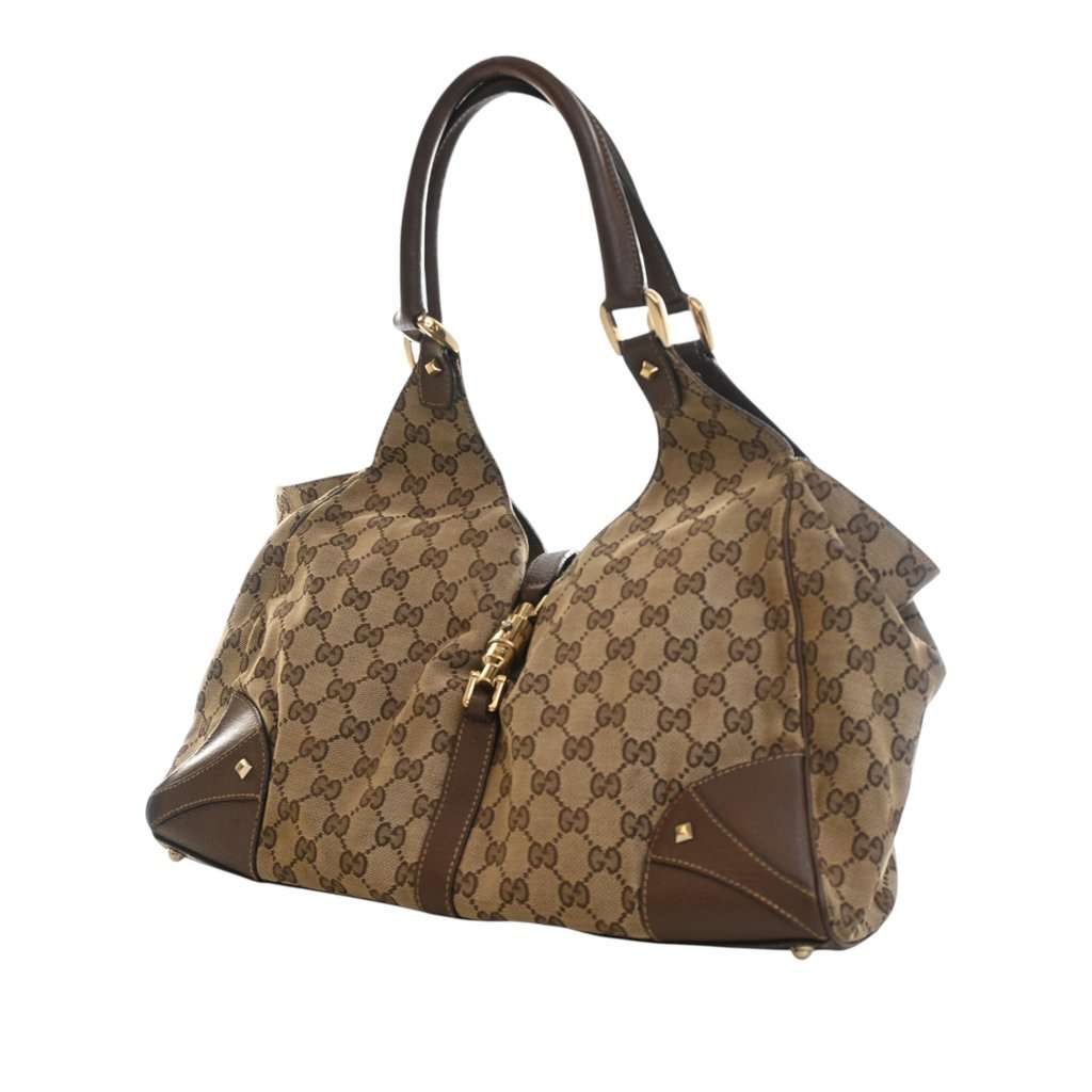 Gucci GG Canvas Nailhead Jackie Bardot Shoulder Bag Beige Very good - Inside View