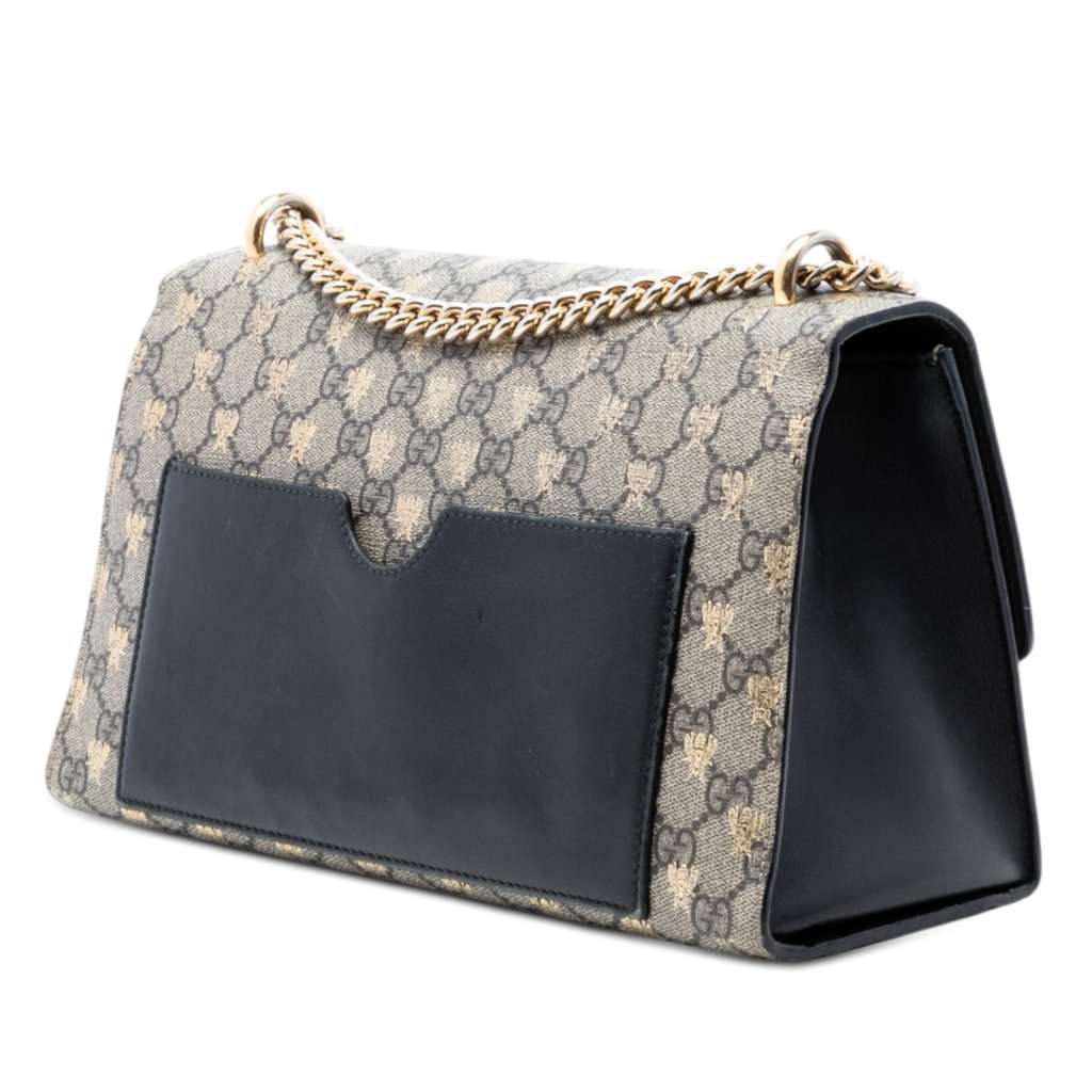 Gucci Medium GG Supreme Bee Padlock Shoulder Bag Beige Very good condition - Back View