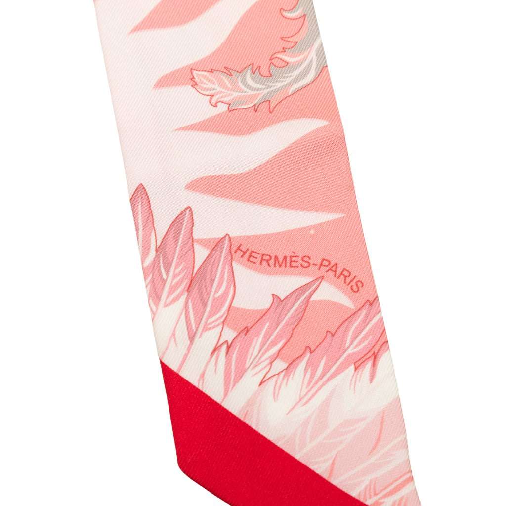 Hermès Cheval Phoenix Silk Twilly Scarf Pink Very good - Back View