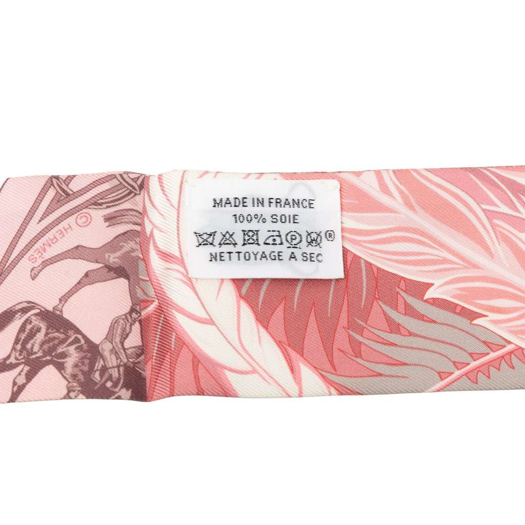 Hermès Cheval Phoenix Silk Twilly Scarf Pink Very good - Model View