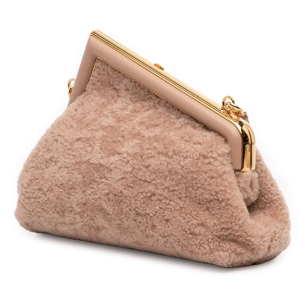 Fendi Small Shearling Fendi First Crossbody Brown Very good - Back View