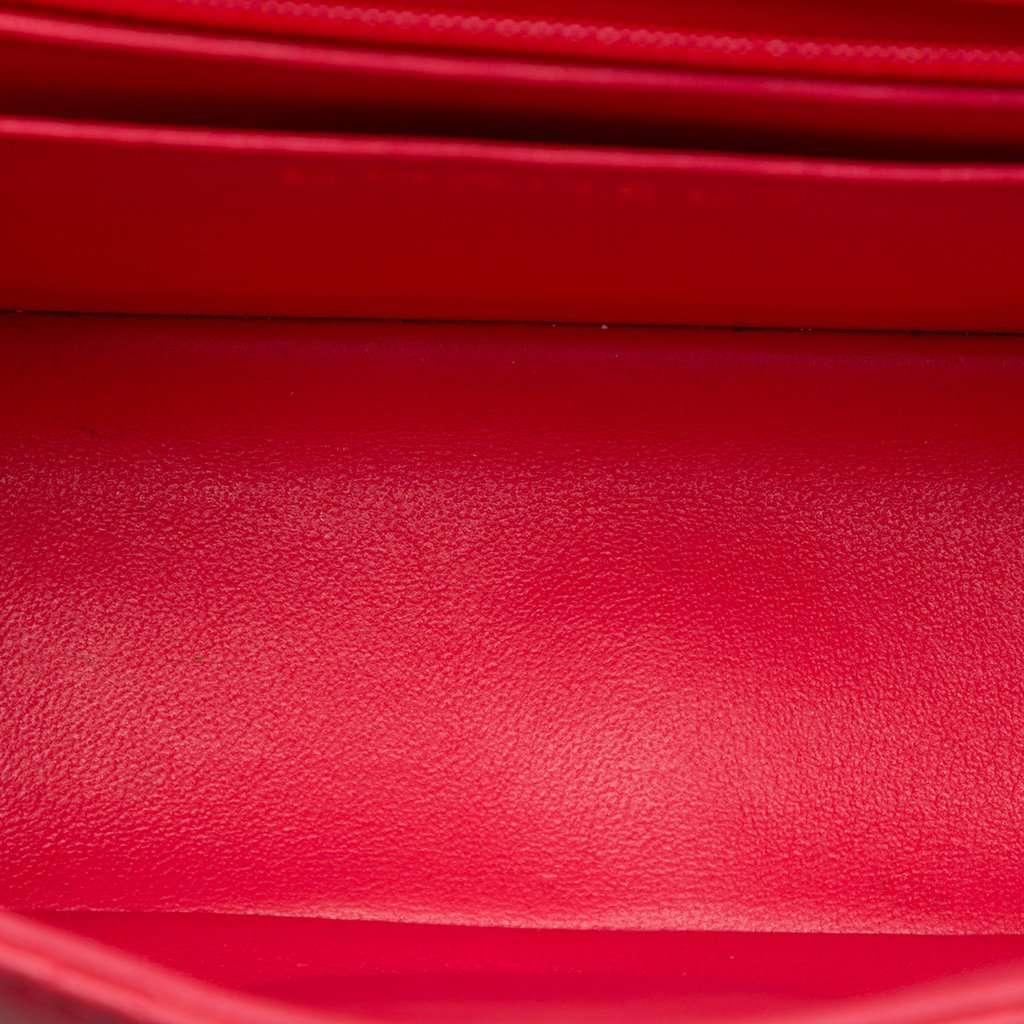 Chanel Mini Square Classic Lambskin Single Flap Red Leather Very good - Model View