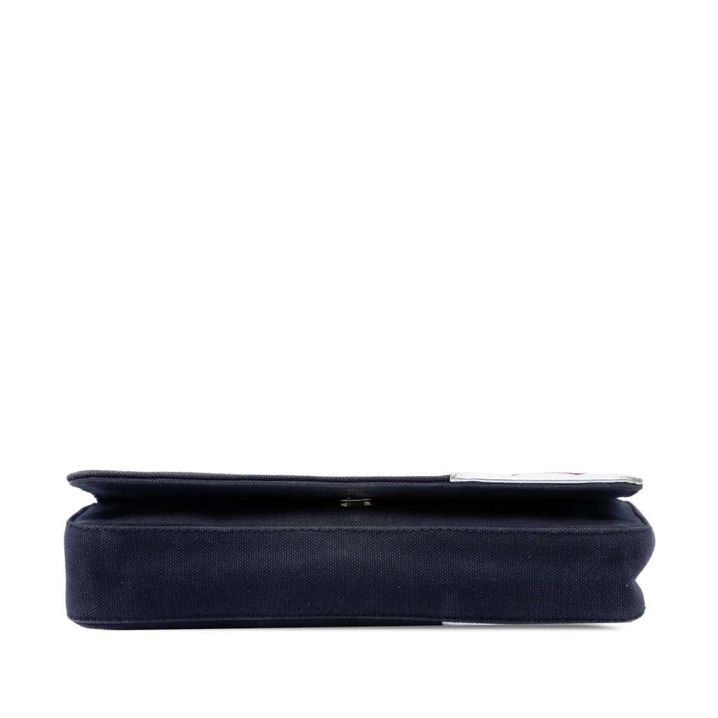Chanel CC Canvas and Chocolate Bar Metallic Lambskin No 5 Flap Blue Very good - Inside View