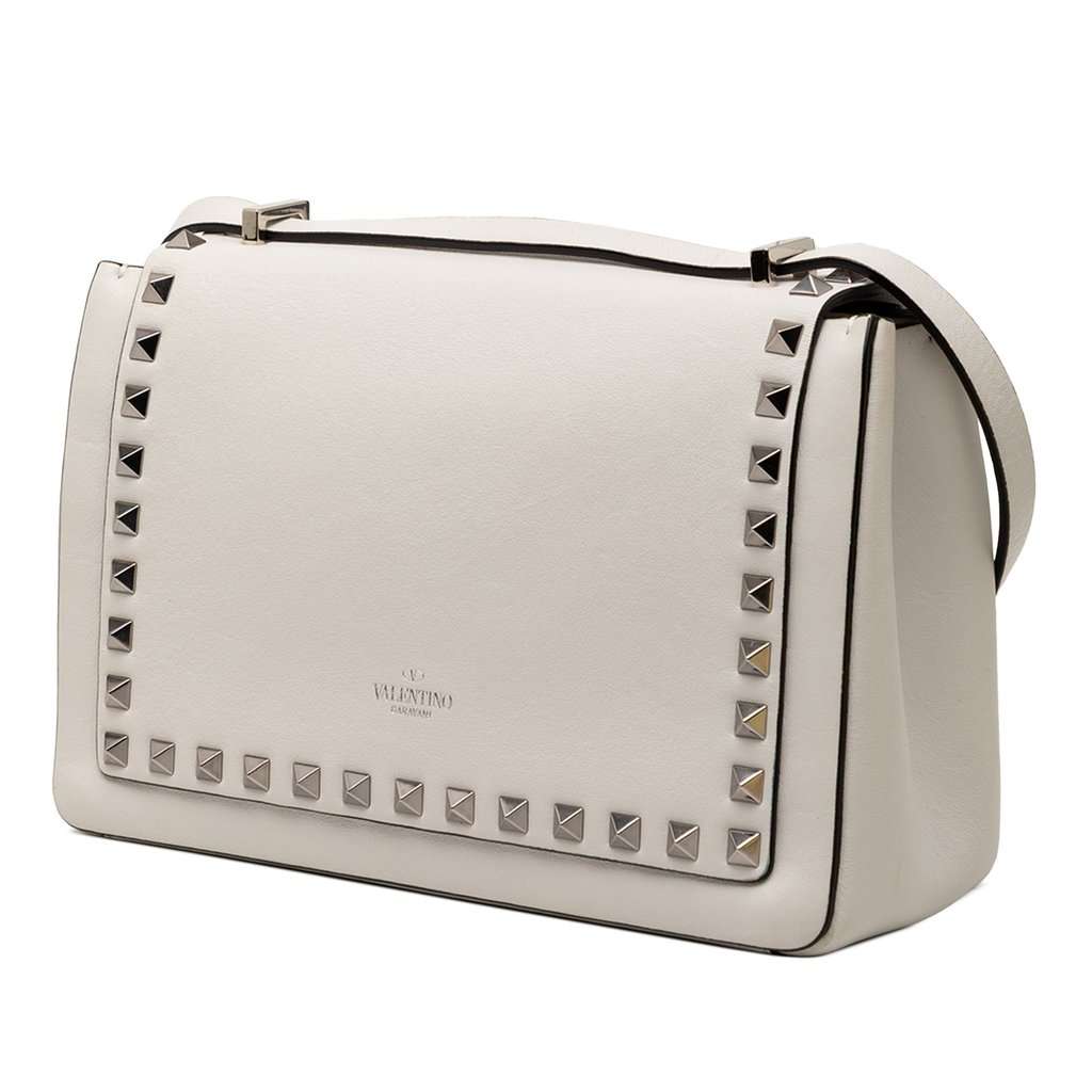 Valentino Leather Rockstud Flip Lock Crossbody Silver Leather Very good condition - Back View