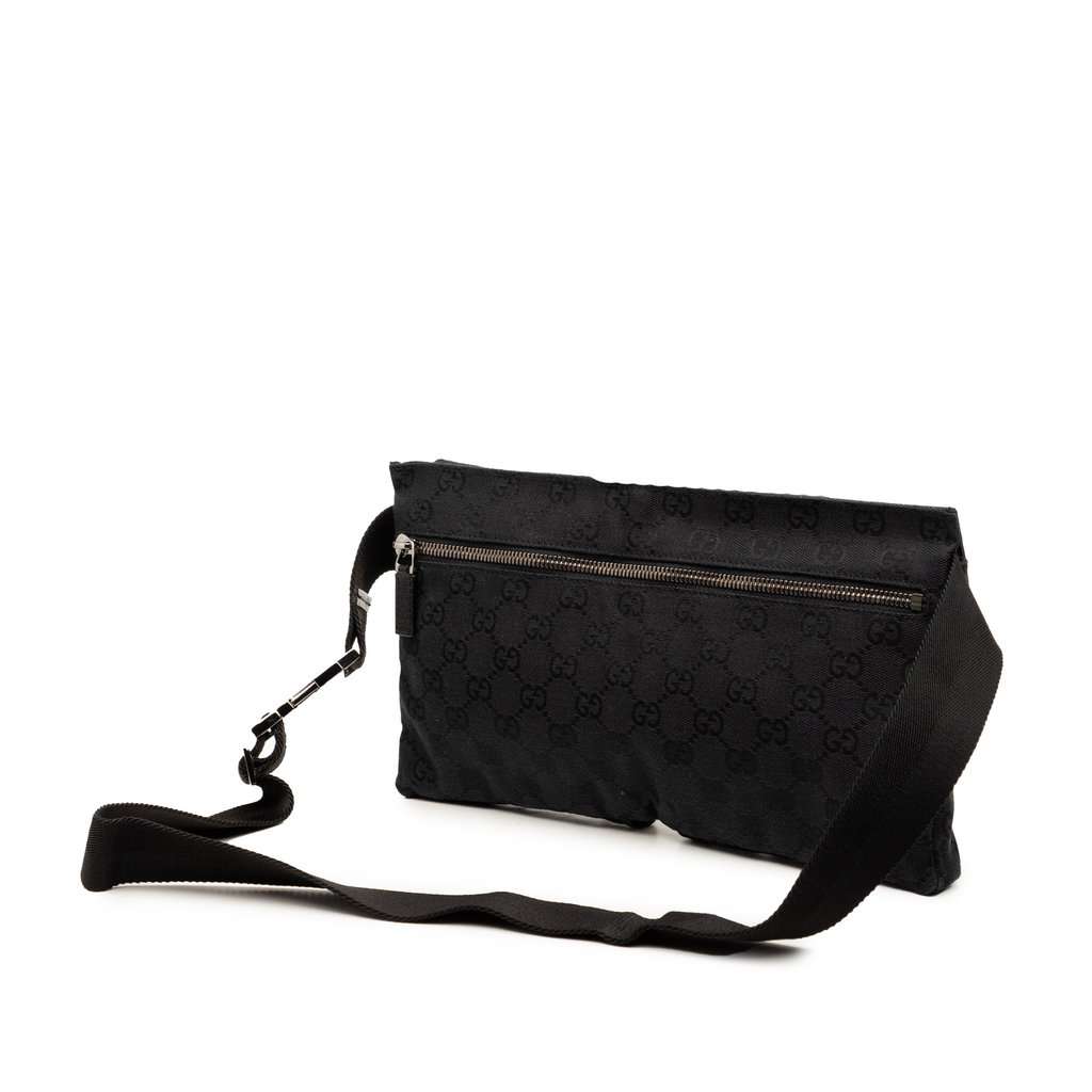 Gucci GG Canvas Double Pocket Belt Bag Black Very good - Back View