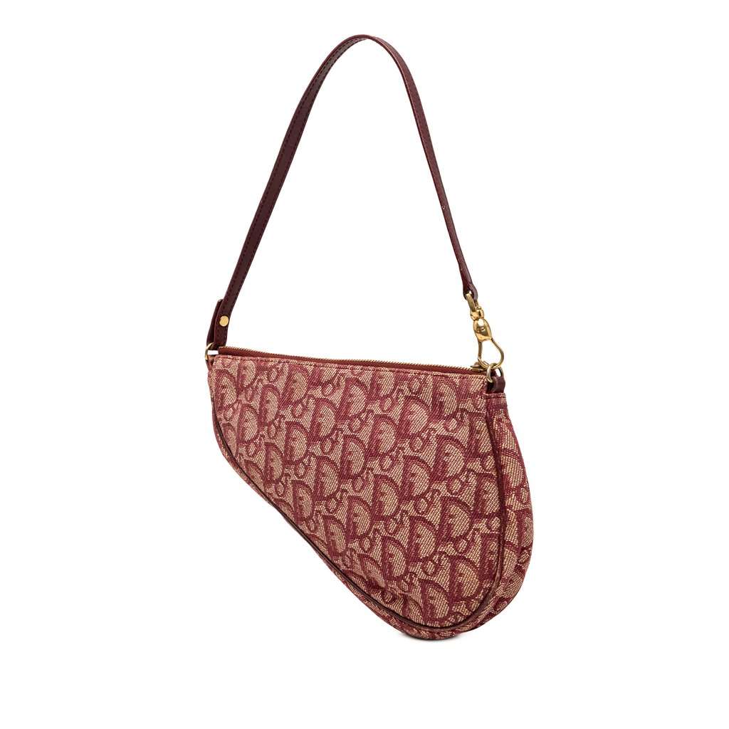 Dior Mini Diorissimo Canvas Saddle Pochette Red Very good - Back View