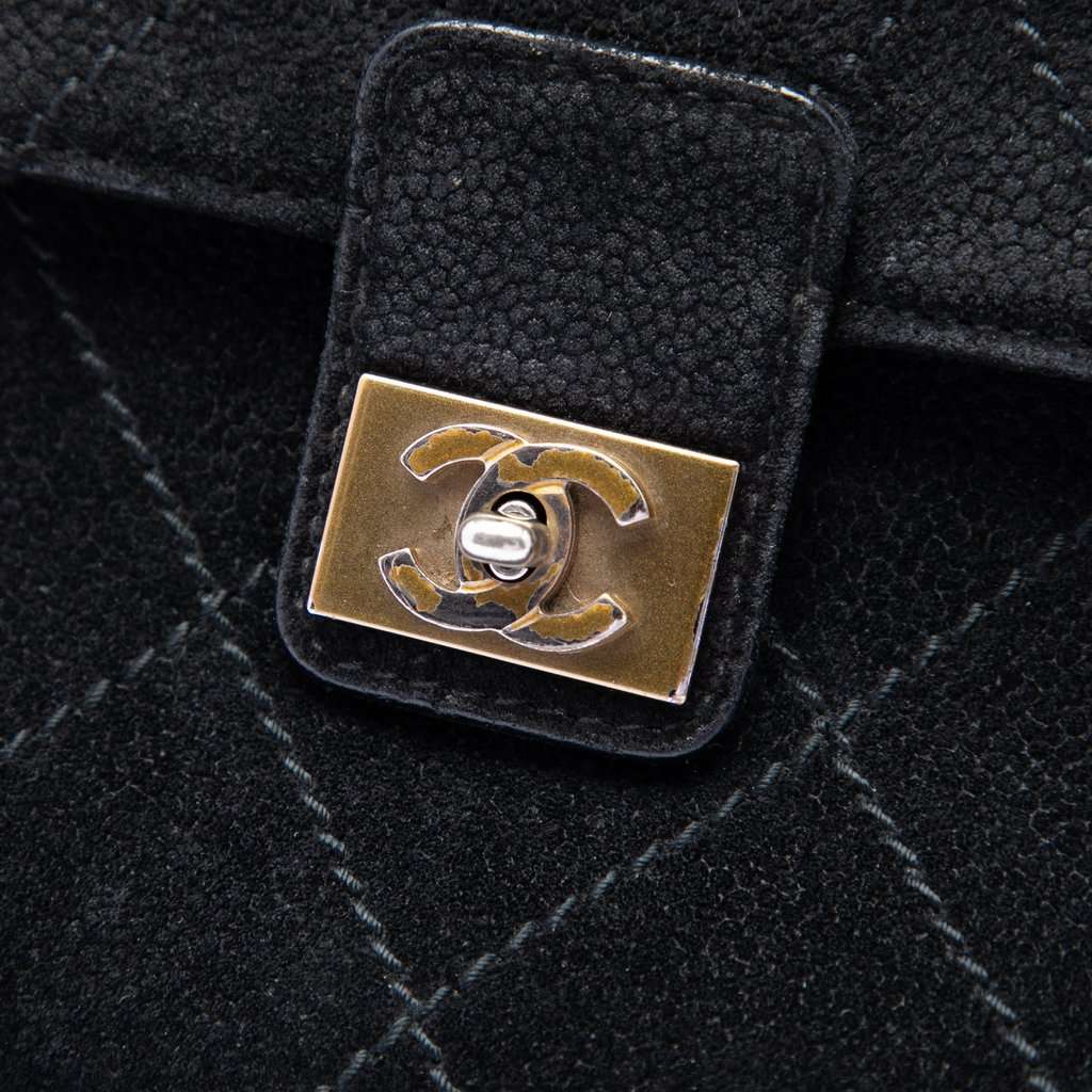 Chanel CC Quilted Suede Wild Stitch Flap Black Leather Very good condition - Box View