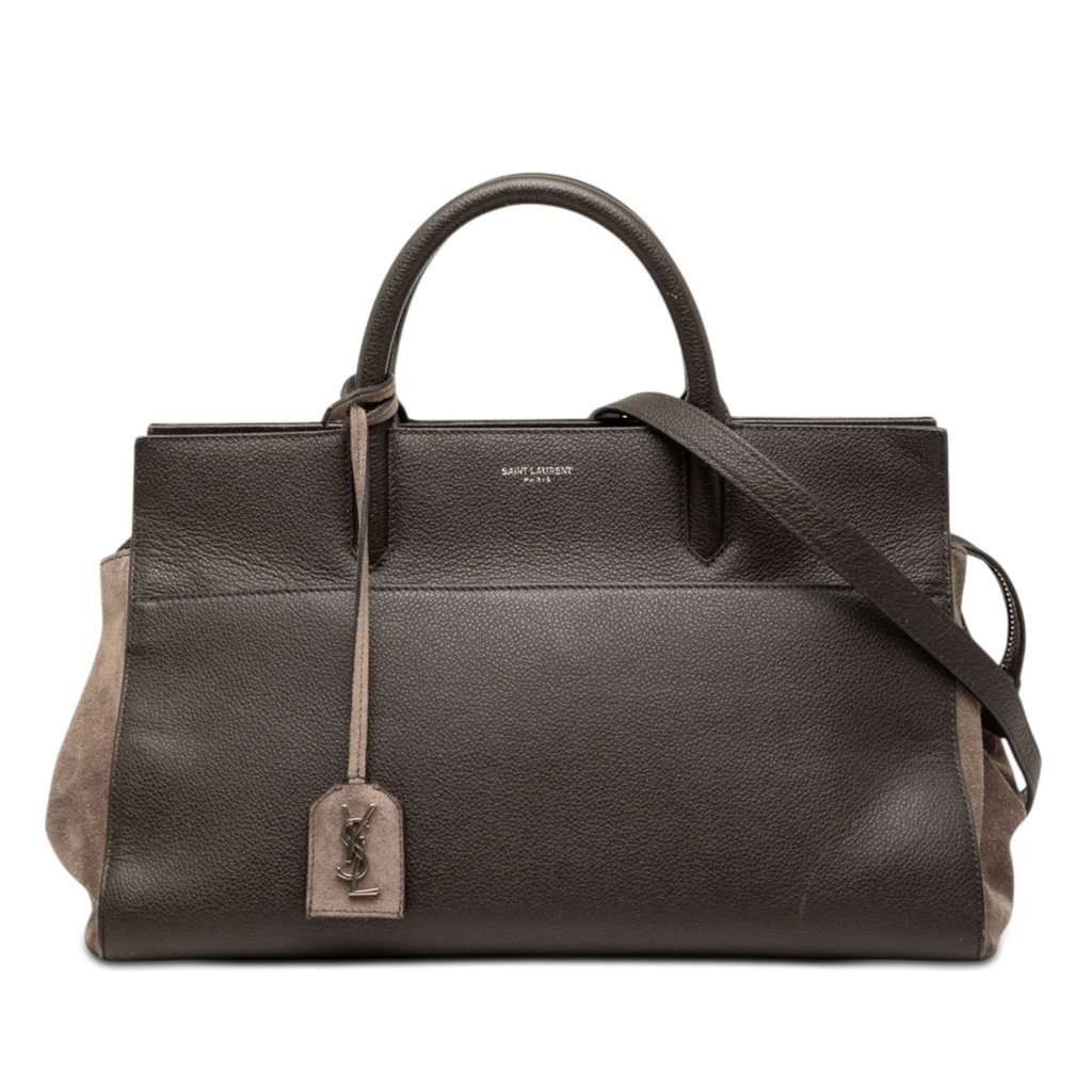 Saint Laurent Small Leather and Suede Rive Gauche Cabas Tote Brown Leather Very good condition - Front View