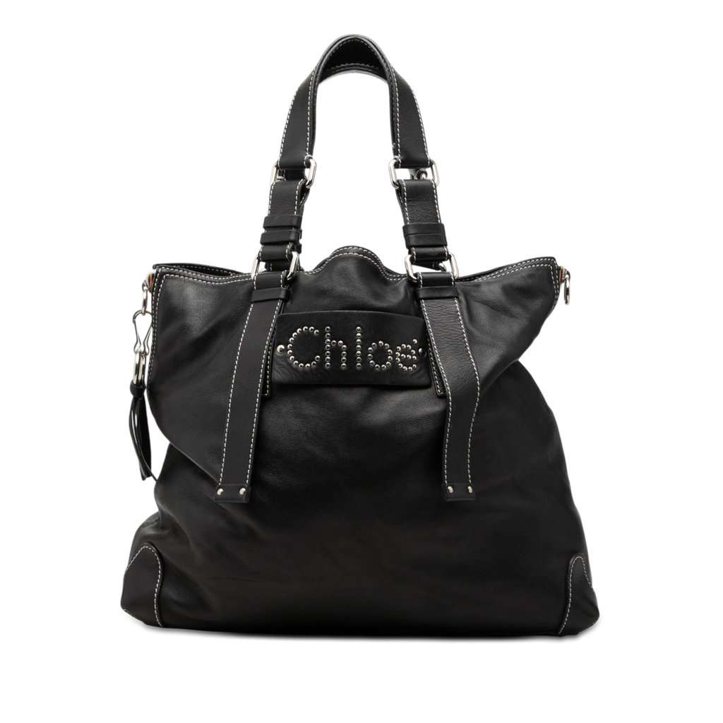 Chloé Lambskin Studded Patsy Tote Black Leather Very good condition - Front View