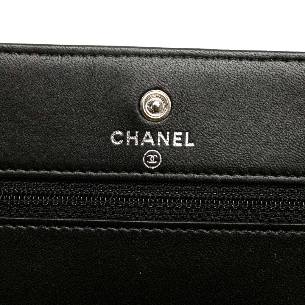 Chanel CC Microquilted Lambskin Wallet On Chain Black Leather Very good - Box View