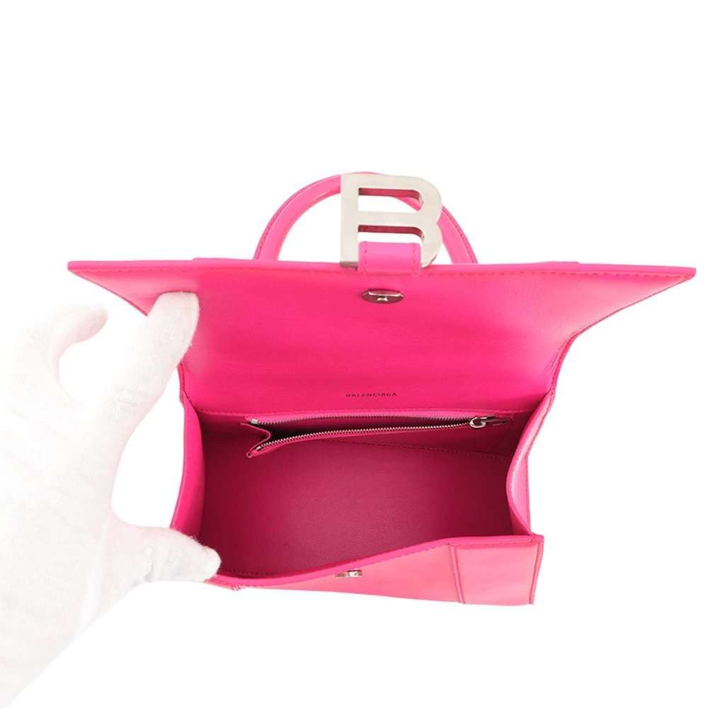 Balenciaga Small Shiny Box Calfskin Hourglass Satchel Pink Leather Very good condition - Model View