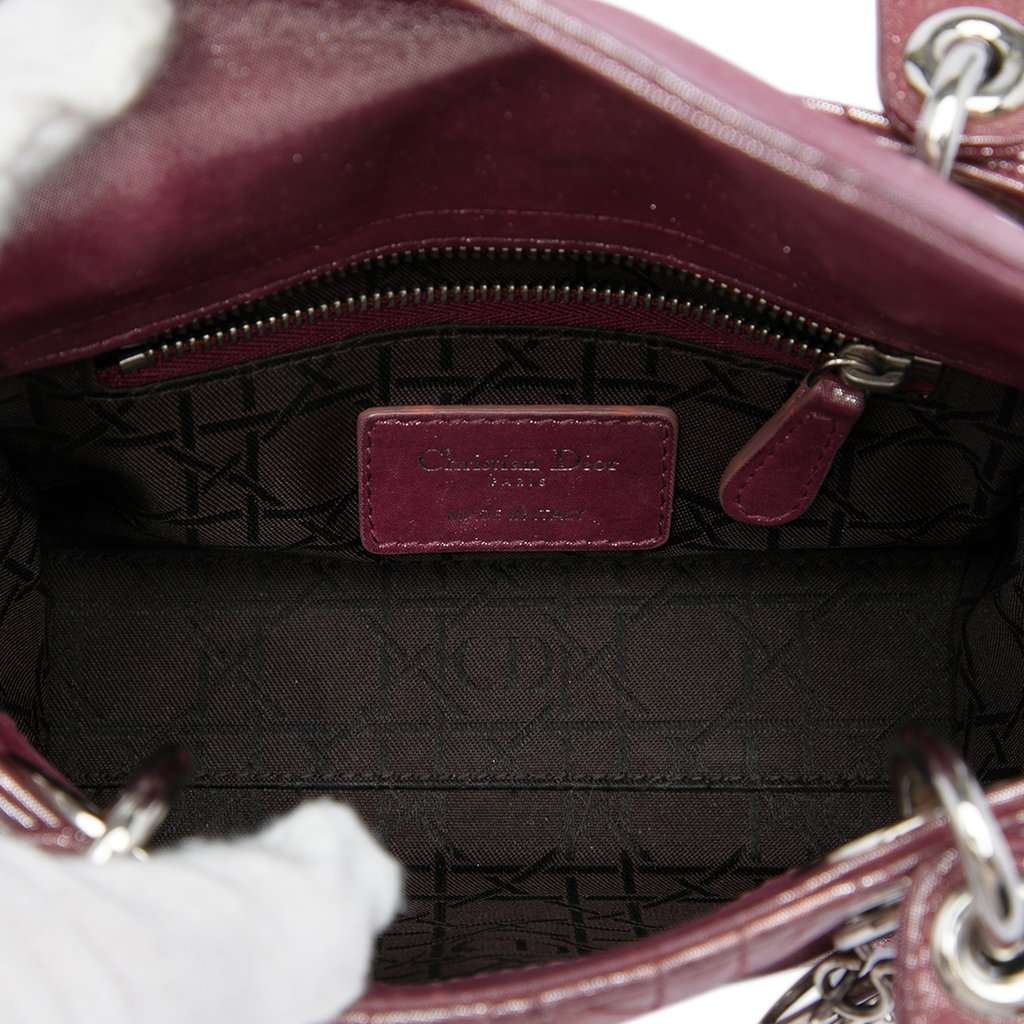 Dior Mini Iridescent Lambskin Cannage Lady Dior Pink Leather Very good - Model View