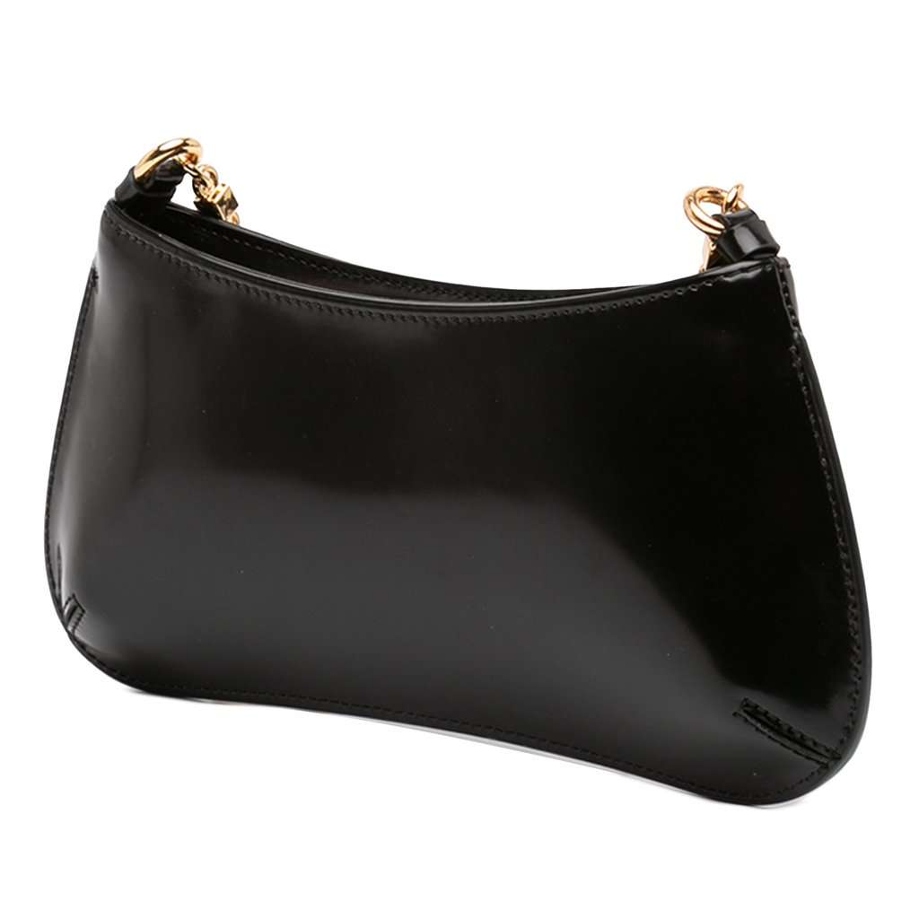 Jacquemus Patent Le Petit Bisou Chain Shoulder Bag Black Leather Very good condition - Back View