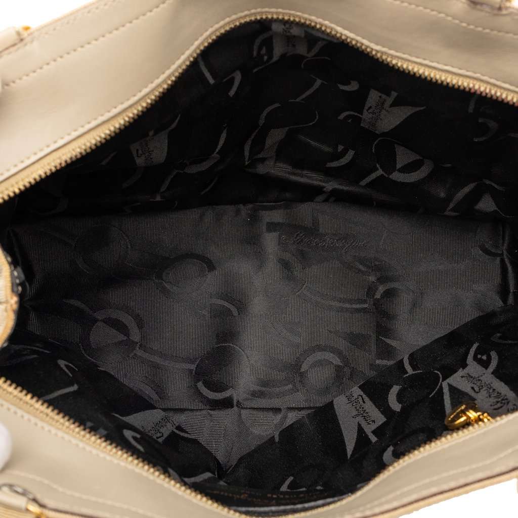 Salvatore Ferragamo Nylon Tiered Grosgrain Shouder Bag Beige Very good condition - Model View