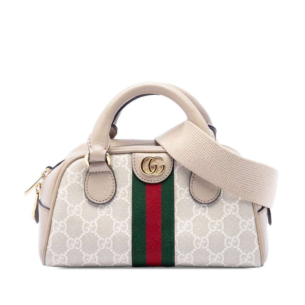 Gucci Mini GG Supreme Web Ophidia Satchel Beige Good condition - Front View