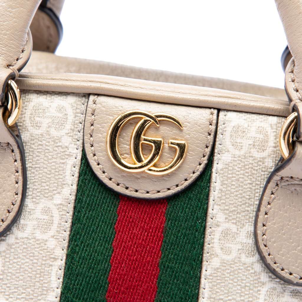 Gucci Mini GG Supreme Web Ophidia Satchel Beige Good condition - Box View