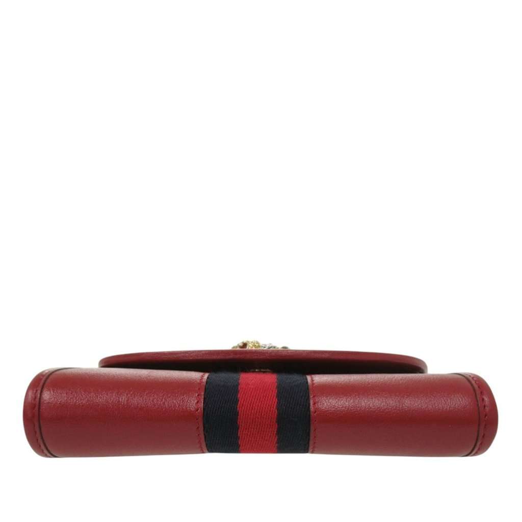 Gucci Mini Calfskin Rajah Web Chain Crossbody Red Leather Very good - Inside View