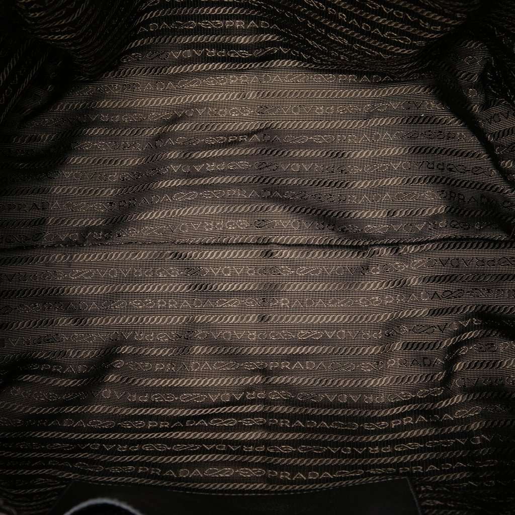 Prada Metallic Nappa Mordore Ruffle Tote Brown Leather Very good - Model View