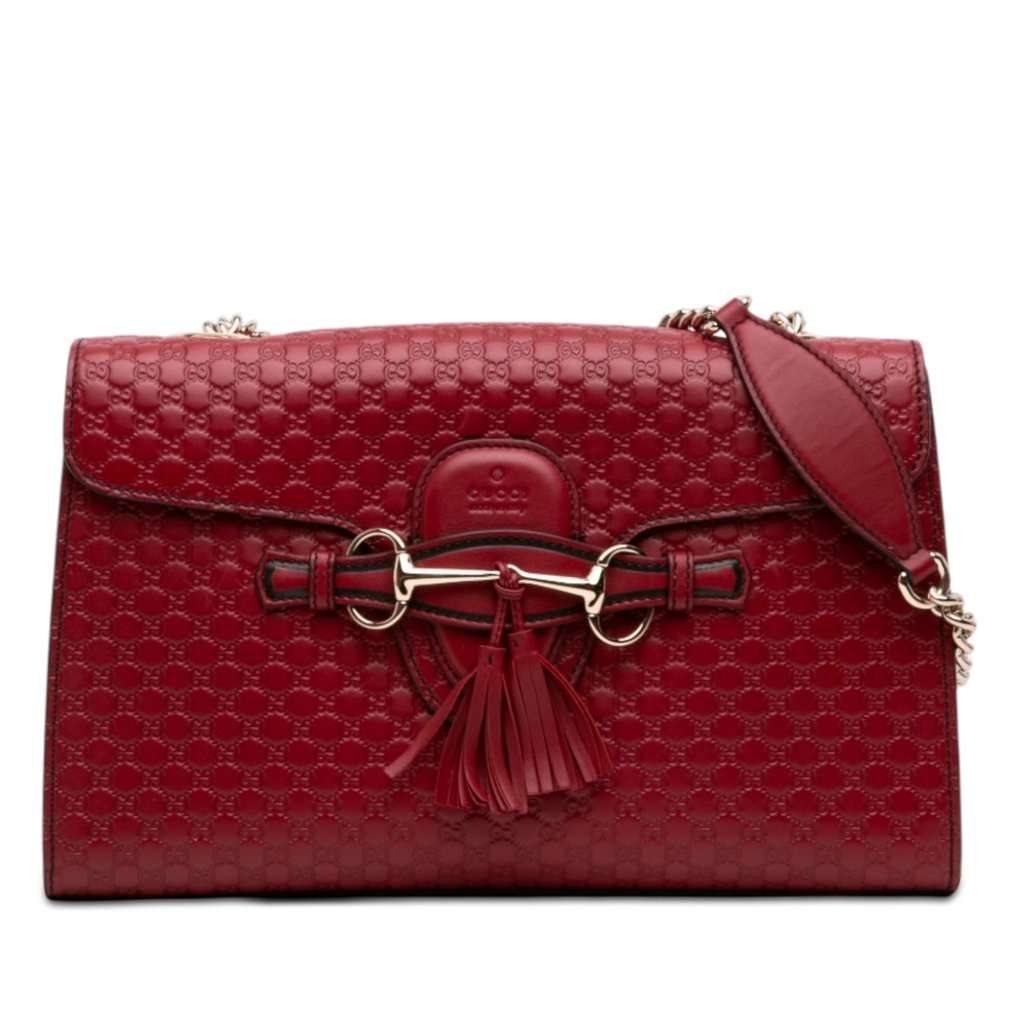 Gucci Medium Microguccissima Emily Shoulder Bag Red Leather Very good - Front View