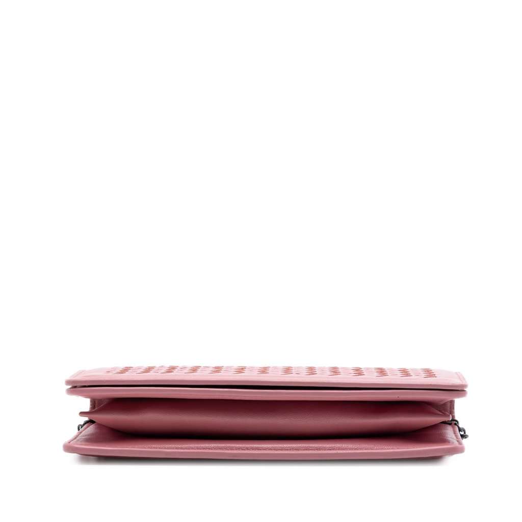 Bottega Veneta Nappa Intrecciato Continental Wallet on Chain Pink Leather Very good condition - Inside View