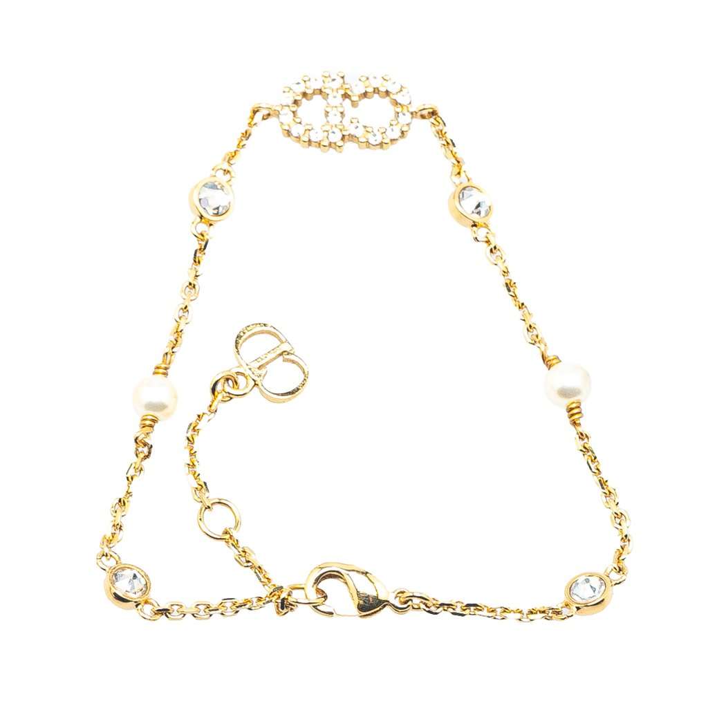 Dior Gold Plated Crystal and Faux Pearl Clair D Lune Bracelet Gold Metal Very good condition - Inside View