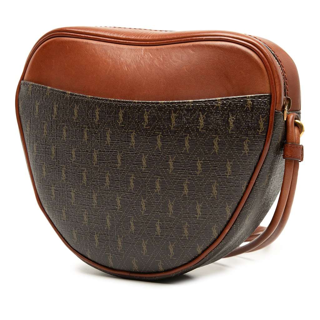 Saint Laurent Le Monogramme Coated Canvas and Leather Coeur Crossbody Brown Very good - Back View