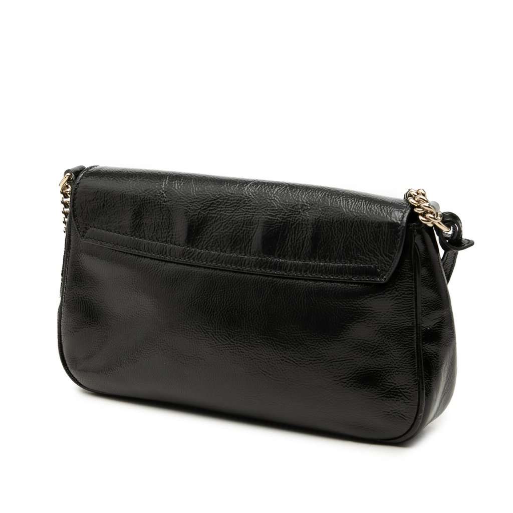 Gucci Medium Patent Soho Chain Flap Crossbody Black Leather Very good condition - Back View