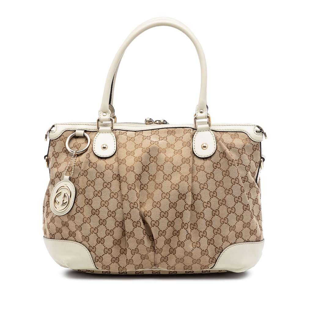Gucci GG Canvas Sukey Satchel Beige Very good - Front View