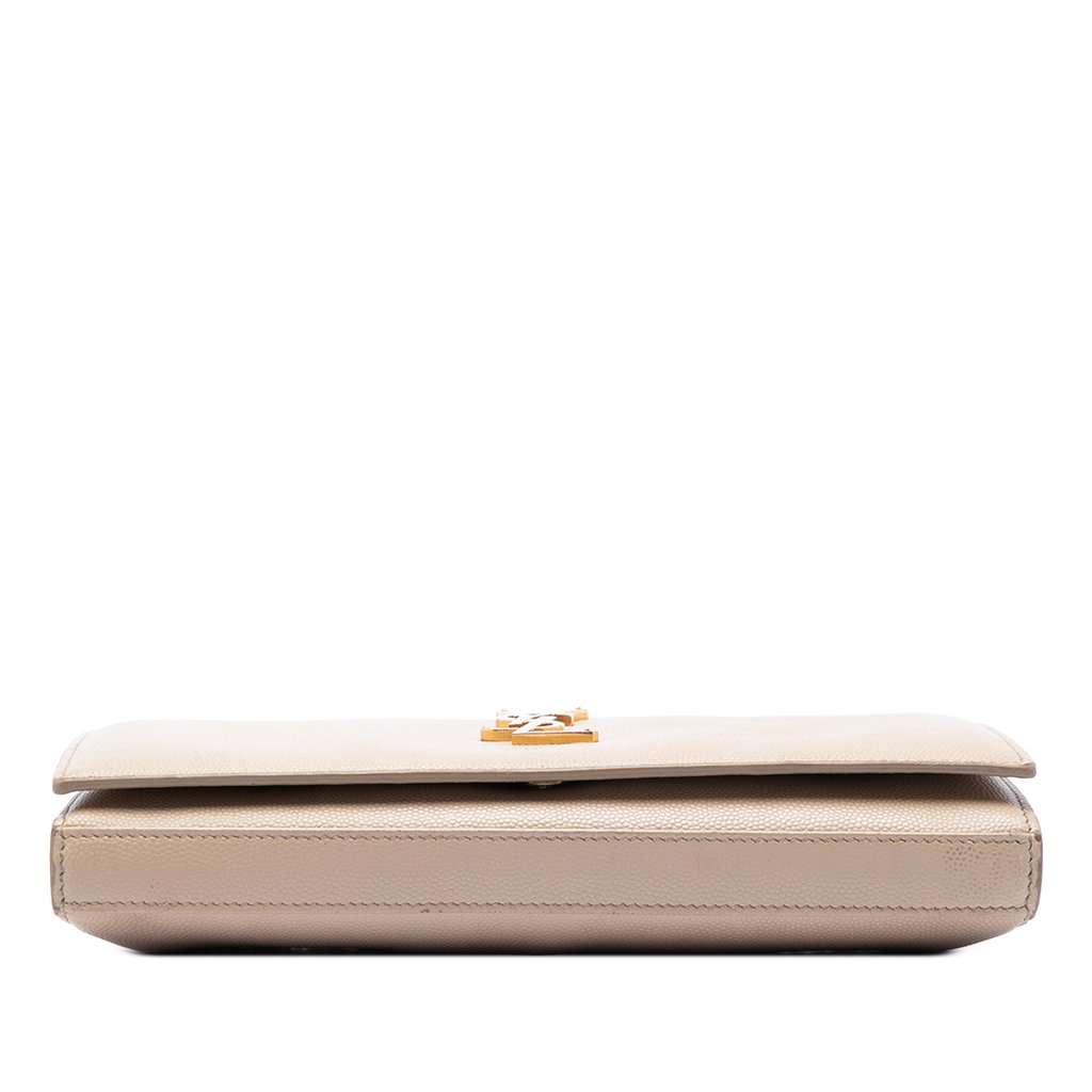 Saint Laurent Grain De Poudre Monogram Kate Wallet On Chain Beige Leather Very good condition - Inside View