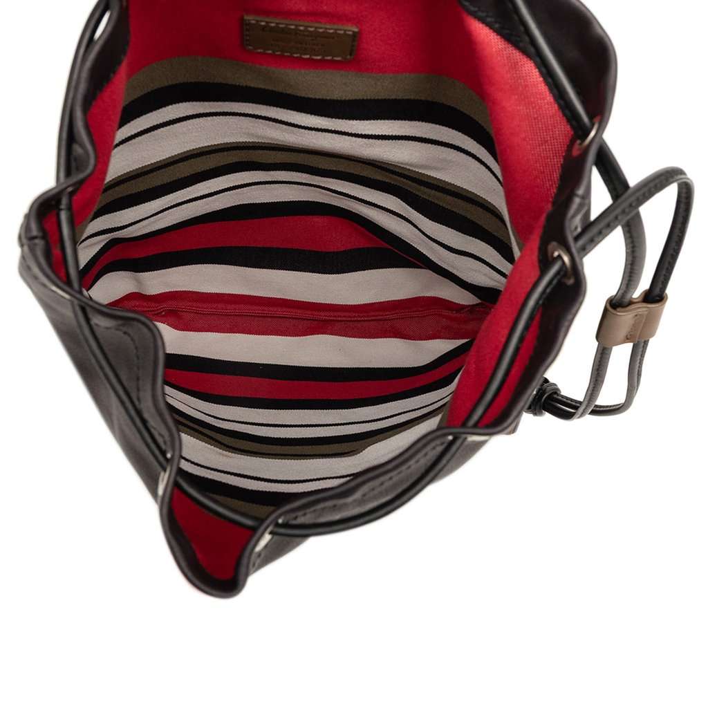 Salvatore Ferragamo Leather Kentucky Drawstring Backpack Black Leather Very good - Model View