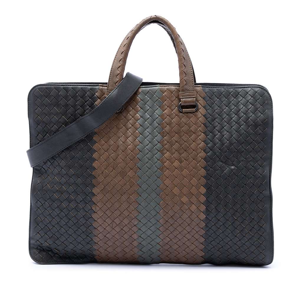 Bottega Veneta Nappa Intrecciato Club Fume Briefcase Brown Leather Very good - Front View