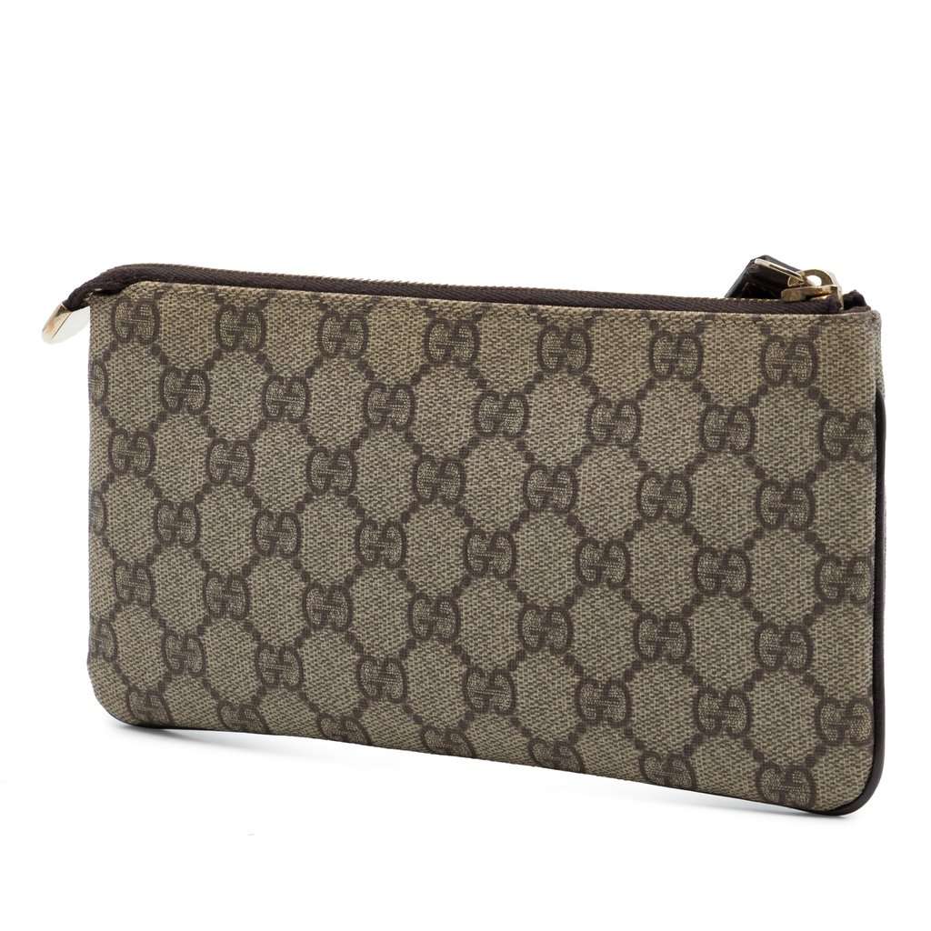 Gucci Guccissima Heart Trimmed GG Supreme Wristlet Clutch Brown Very good condition - Back View