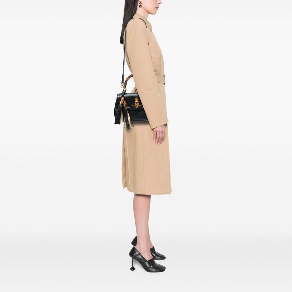 Gucci Medium Calfskin New Bamboo Top Handle Bag Black Leather Very good - Box View